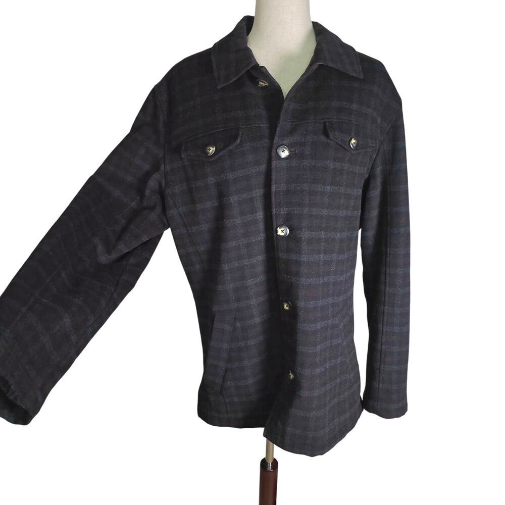 Utex Mens Wool Blend Button Up Oxford Quilted Interior Large